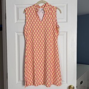 Lulu B dress, size M, coral/yellow/white